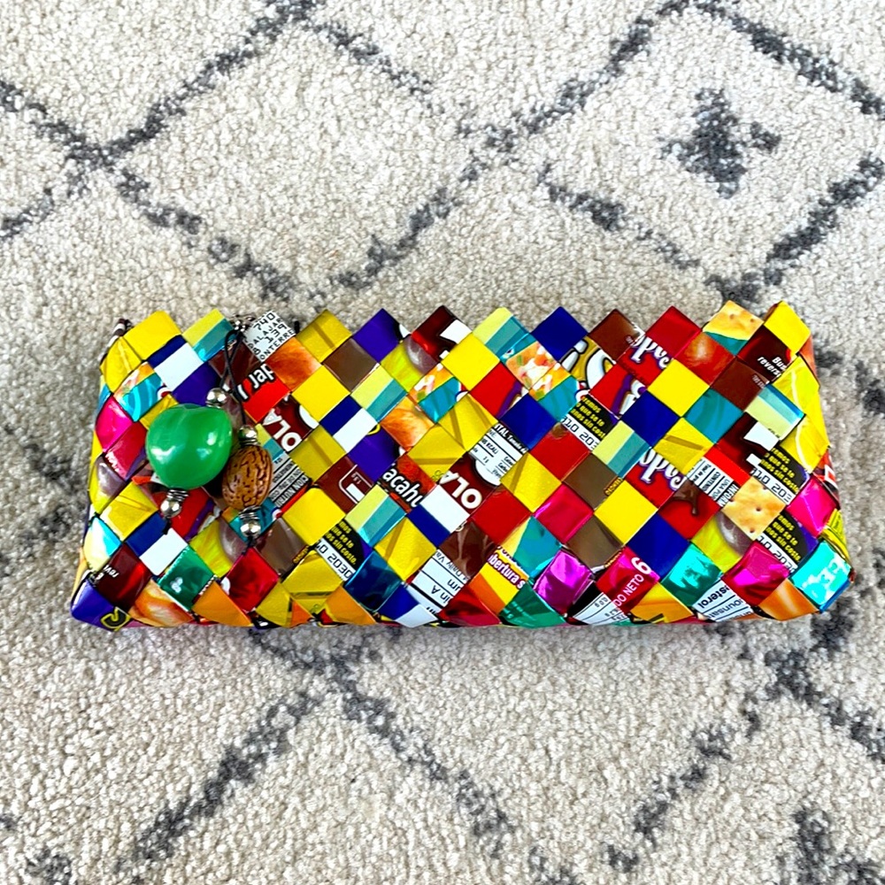 9”x4” clutch made out of wrappers